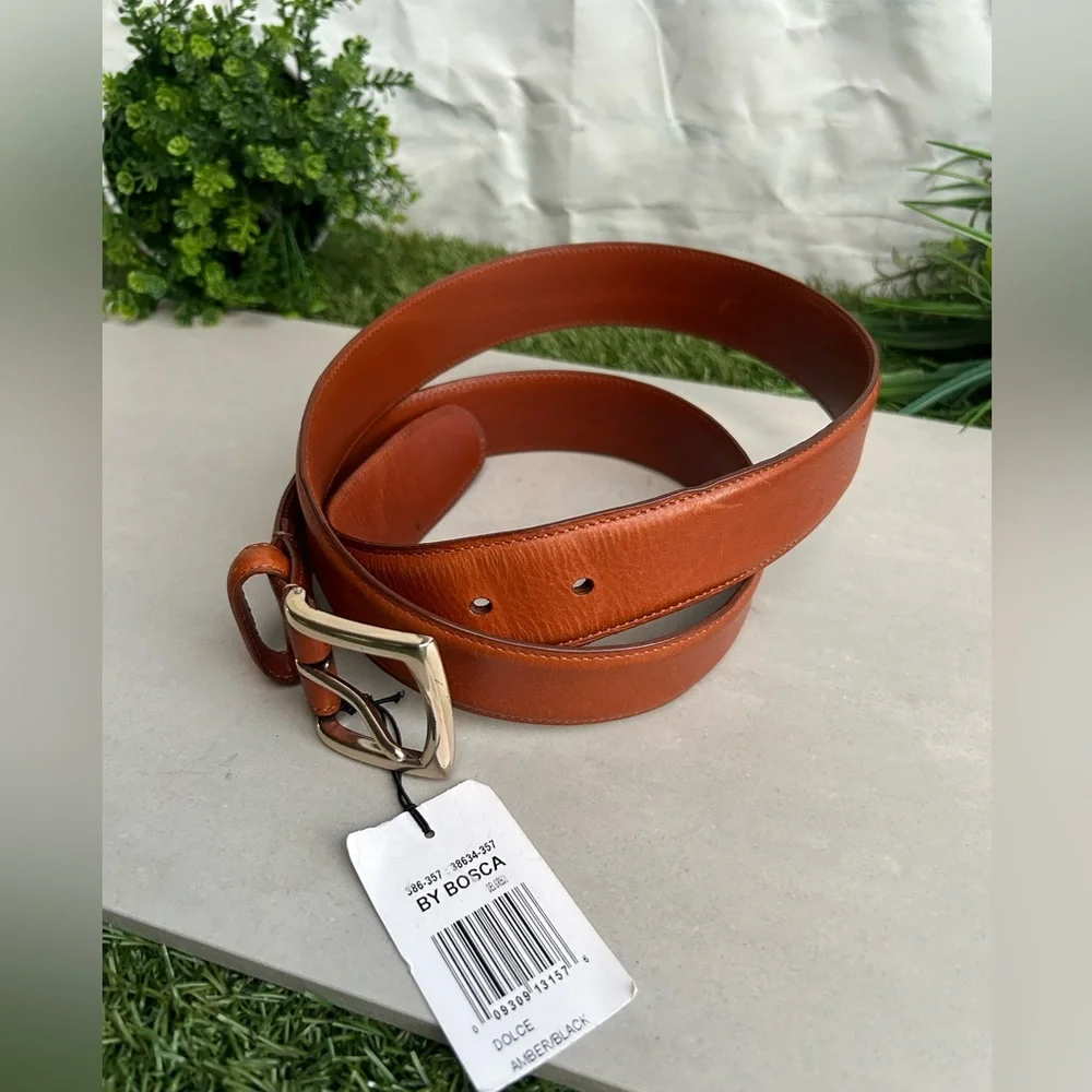 BOSCA DOLCE Leather Belt with silver Buckle like new, men’s size 40